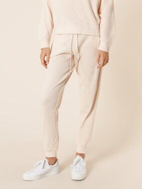 Nude Lucy Cream Beige Uma Waffle Lounge Jogger Pants Size S